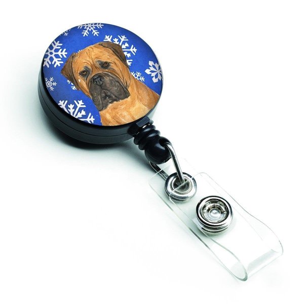 Teachers Aid Bullmastiff Winter Snowflakes Holiday Retractable Badge Reel TE750435